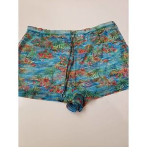 Vintage Kathy Ireland mesh tropical bikini shorts coverup